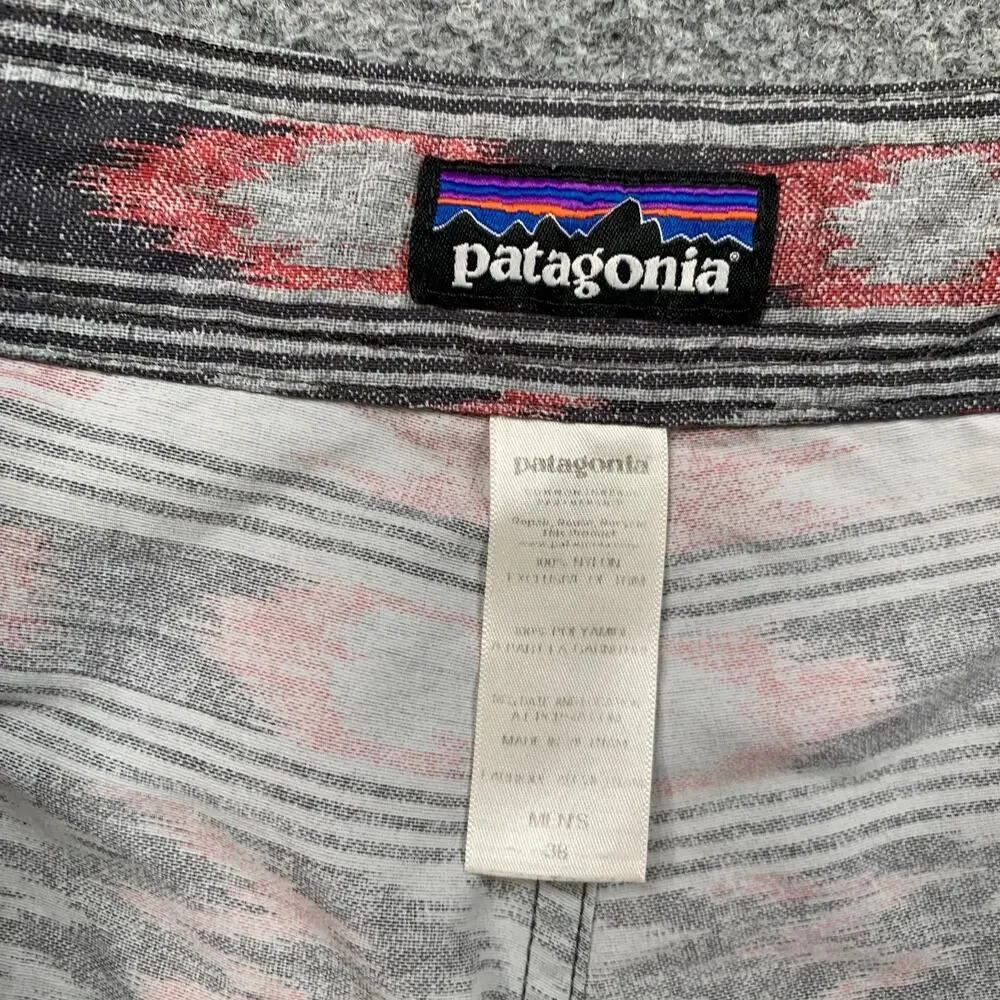 Patagonia Board Shorts Mens 38 Gray Wavefarer Aztec Abstract Motif Surf Swim